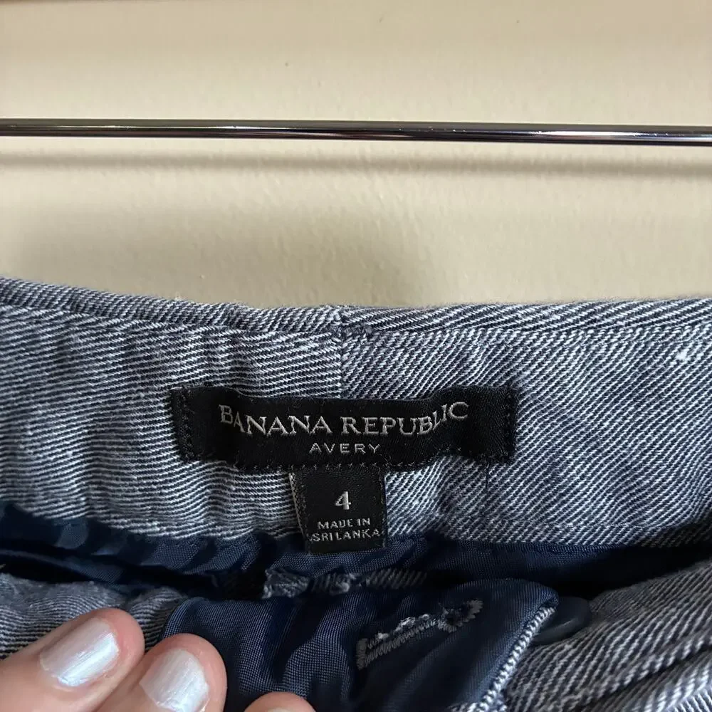 Banana Republic avery blue white striped trousers women's 4 linen cotton blend